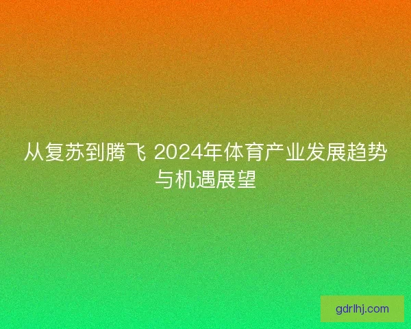 从复苏到腾飞 2024年体育产业发展趋势与机遇展望